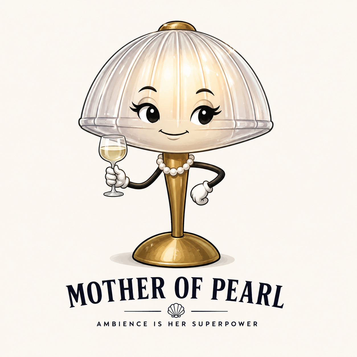 Art Deco Vintage Brass Outdoor table Light : Mother of Pearl