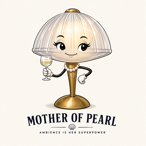 Art Deco Vintage Brass Outdoor table Light : Mother of Pearl