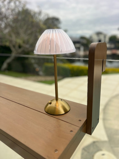 Art Deco Vintage Brass Outdoor table Light : Mother of Pearl