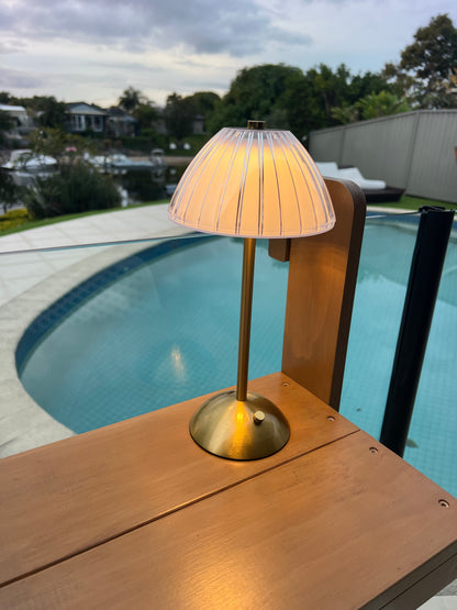 Art Deco Vintage Brass Outdoor table Light : Mother of Pearl
