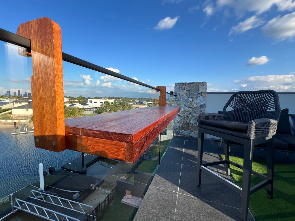 The Bench Bar for Glass with Capping Pool Fence and Balustrade "Campbell" - Balcony Shelf